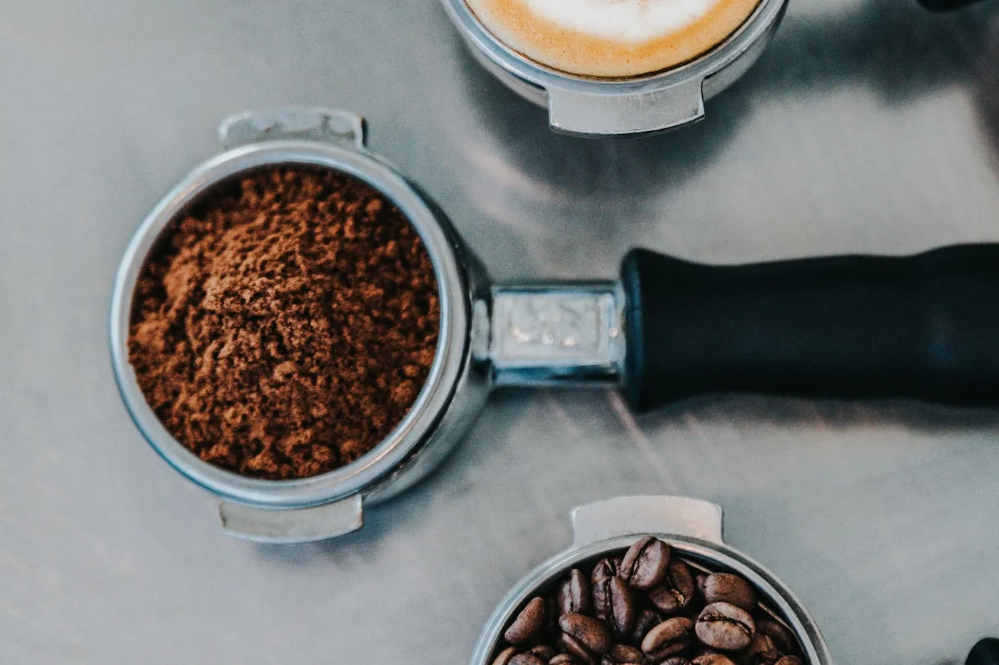 Fresh grounds and beans, ready to pull